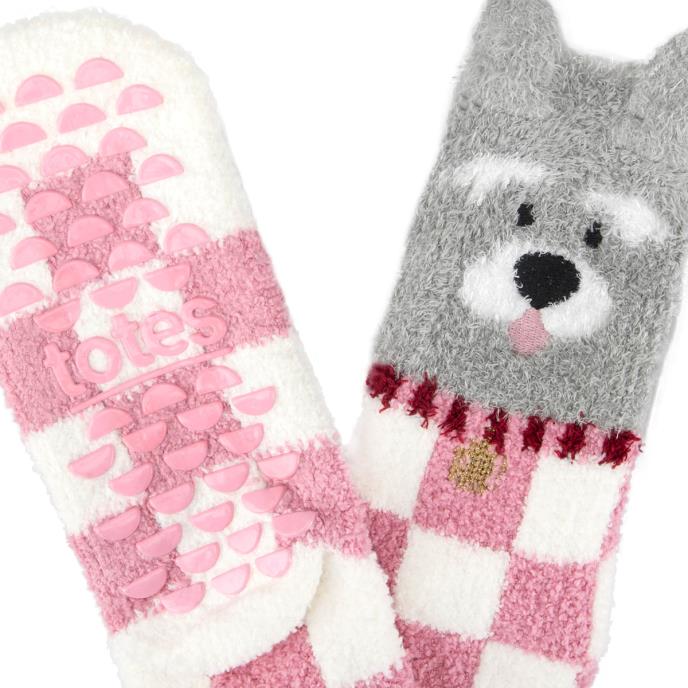 totes toasties® Ladies Novelty Super Soft Slipper Socks Dog Extra Image 4
